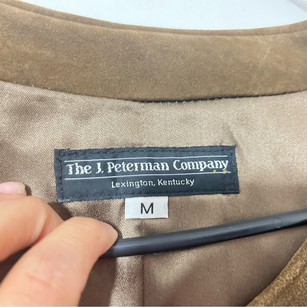 Brown suede collarless jacket - Picture 2 of 11
